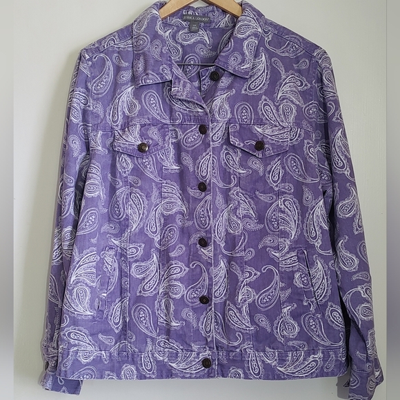 Jessica London Jackets & Blazers - Jessica London Paisley Purple Denim Jacket